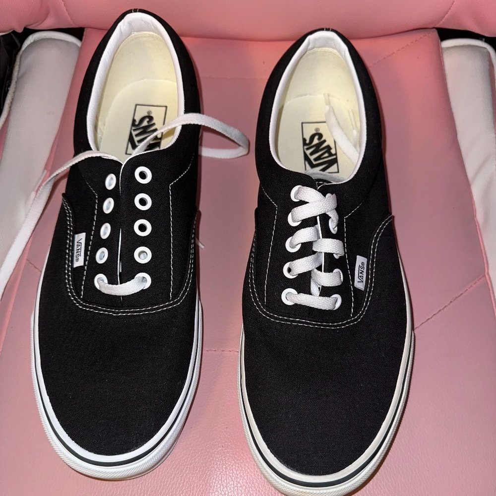 Vans Authentic Black and White Canvas Skate Shoes